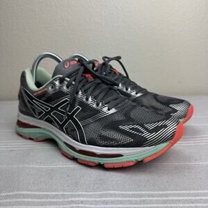 Women’s ASICS Gel Nimbus 19 Running Sneaker Athletic Shoe Carbon Gray Coral 10